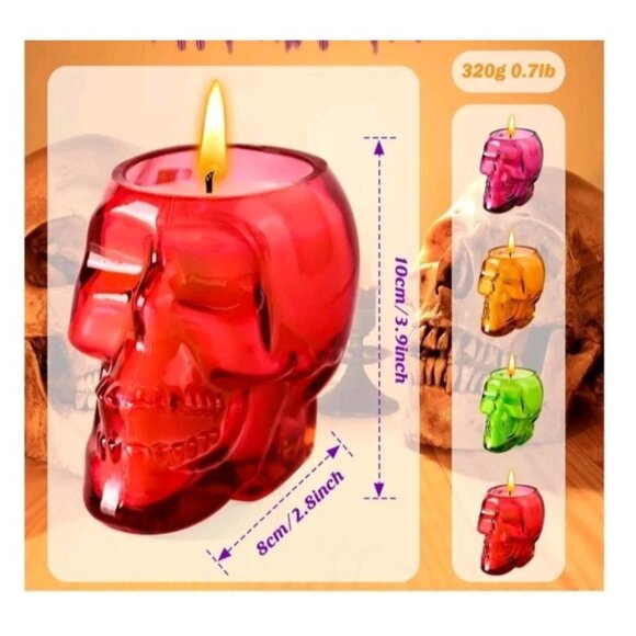 Halloween Candle Set for Home Decor, 4-Piece Skull Cup Candle Set - Picture 2 of 7